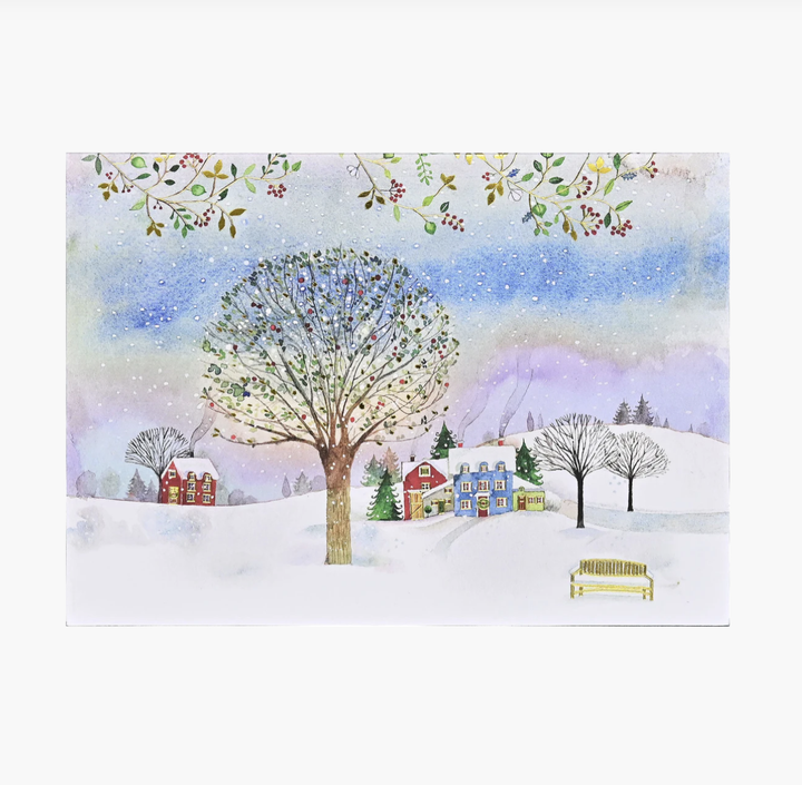 Deluxe Boxed Christmas Cards - Village Twilight