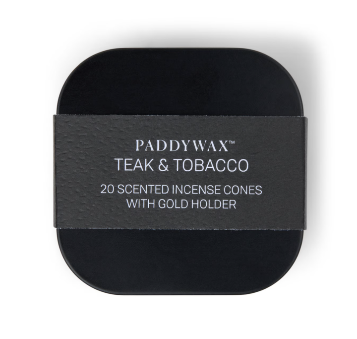 Incense Cones With Gold Holder - 20 Pack - Teak & Tobacco