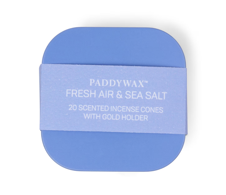 Incense Cones With Gold Holder - 20 Pack - Fresh Air & Sea Salt