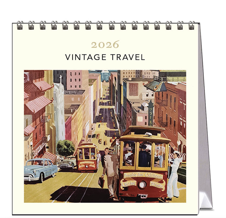 Hello Sunday 2026 Desk Calendar - Vintage Travel