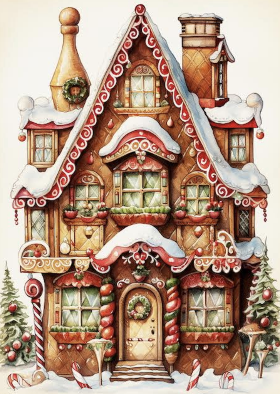 Christmas Card - Gingerbread House White