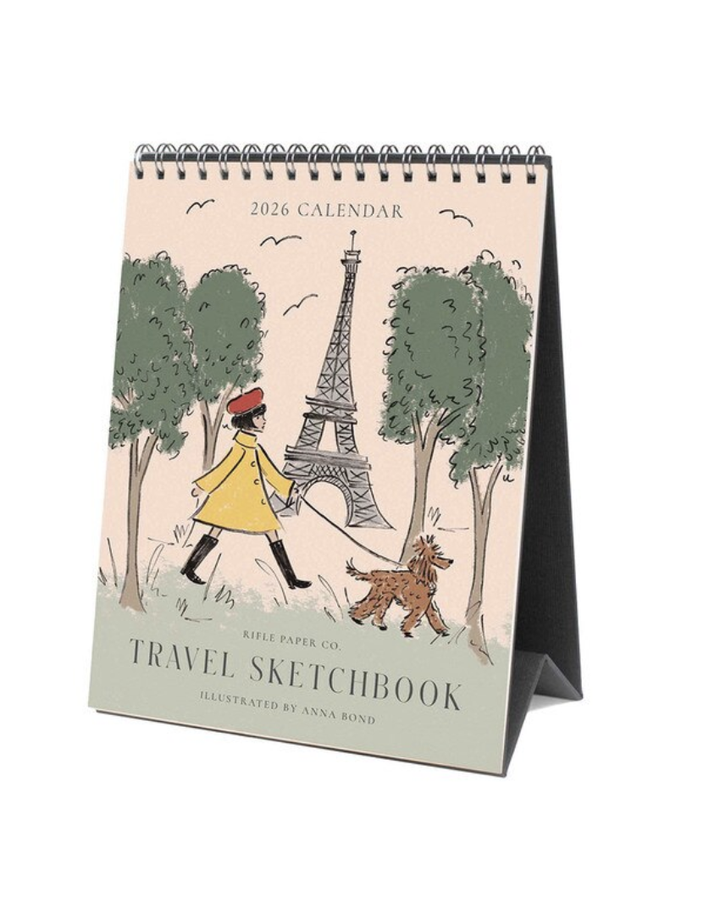 Rifle Paper Co - 2026 Desk Calendar - Travel Sketchbook