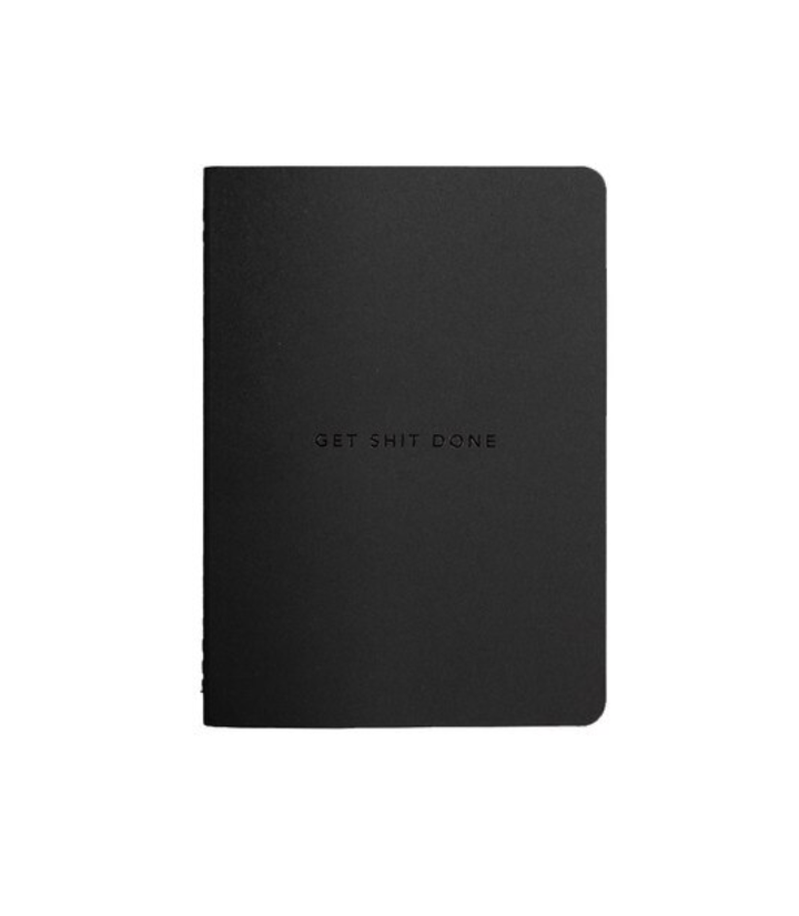 MiGoals A6 Get Shit Done l Notebook, Soft Cover - Black & Black Foil