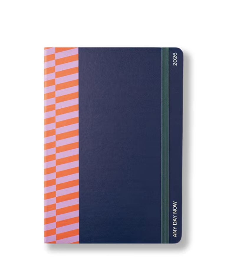 Any Day Now 2026 A5, Weekly Achiever Diary - Navy & Tangerine