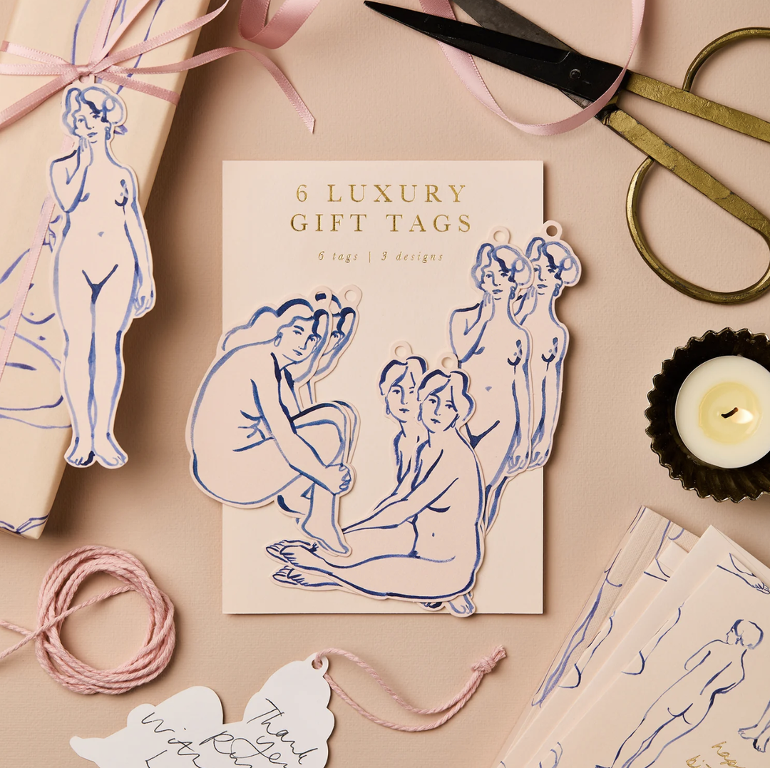 Wanderlust Paper Co Set of 6 Gift Tags - Blue Nudes