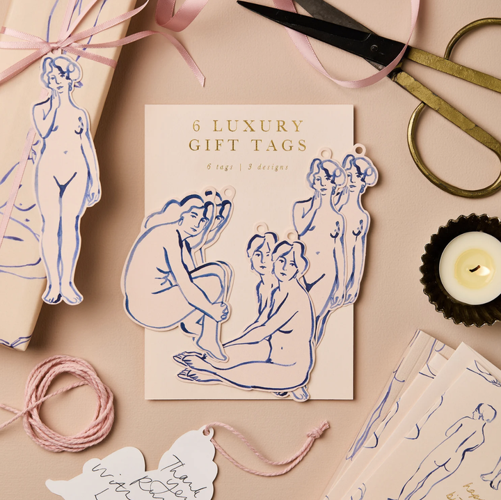 Wanderlust Paper Co Set of 6 Gift Tags - Blue Nudes