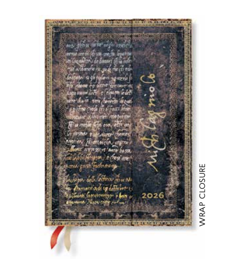 2026 Michelangelo, Handwriting, Midi, Verso, Hardcover Weekly Diary