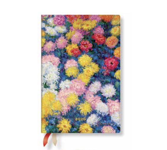 2026 Monet's Chrysanthemums, Mini, Verso, Hardcover Weekly Diary