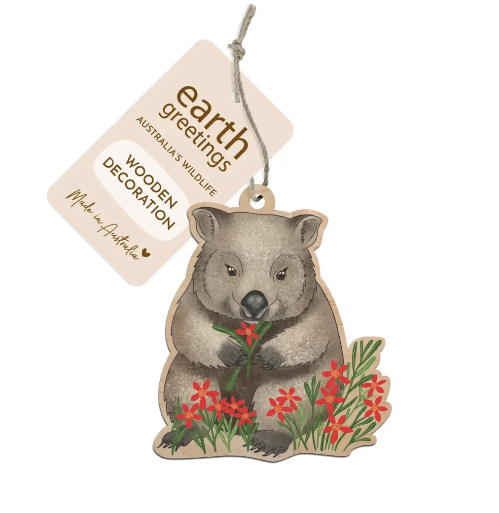 Earth Greetings Wooden Decoration - Wombat