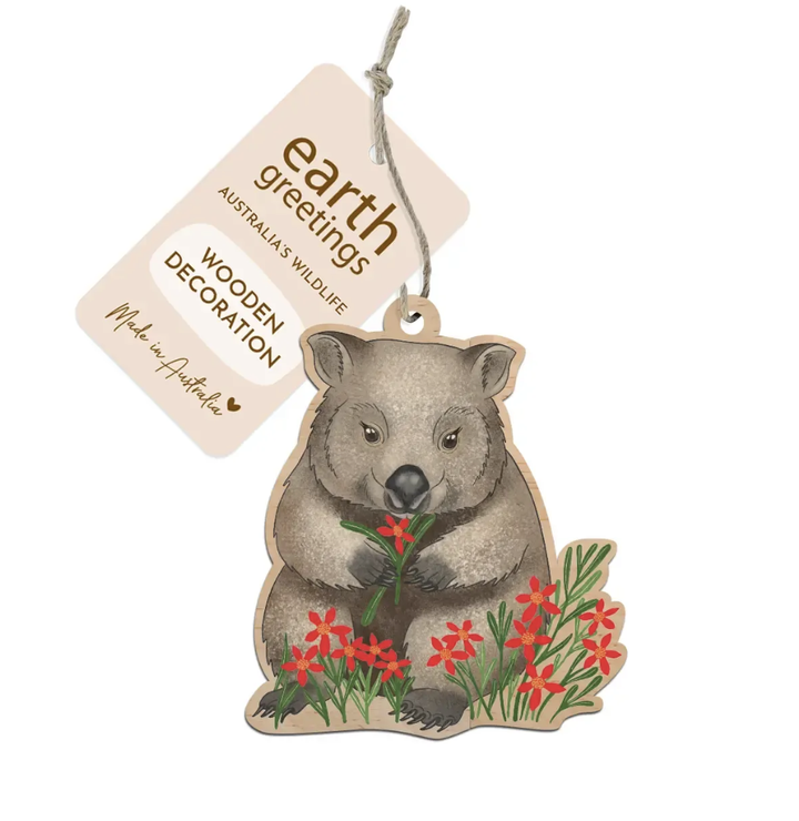Earth Greetings Wooden Decoration - Wombat