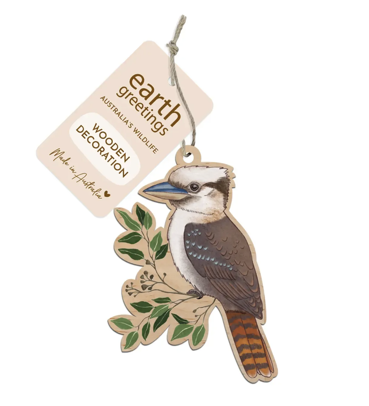 Earth Greetings Wooden Decoration - Kookaburra