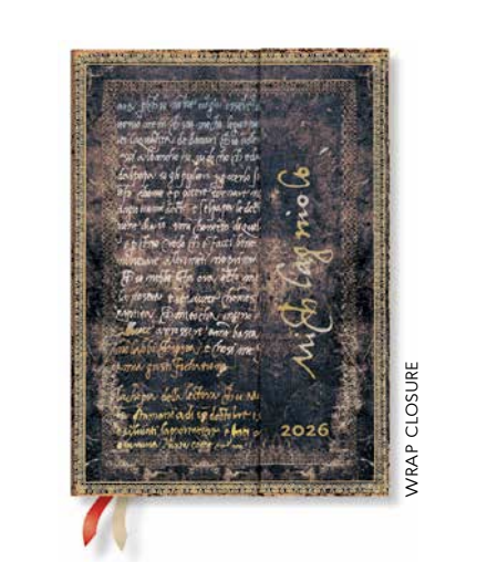 2026 Michelangelo, Handwriting, Midi, Horizontal, Hardcover Weely Diary