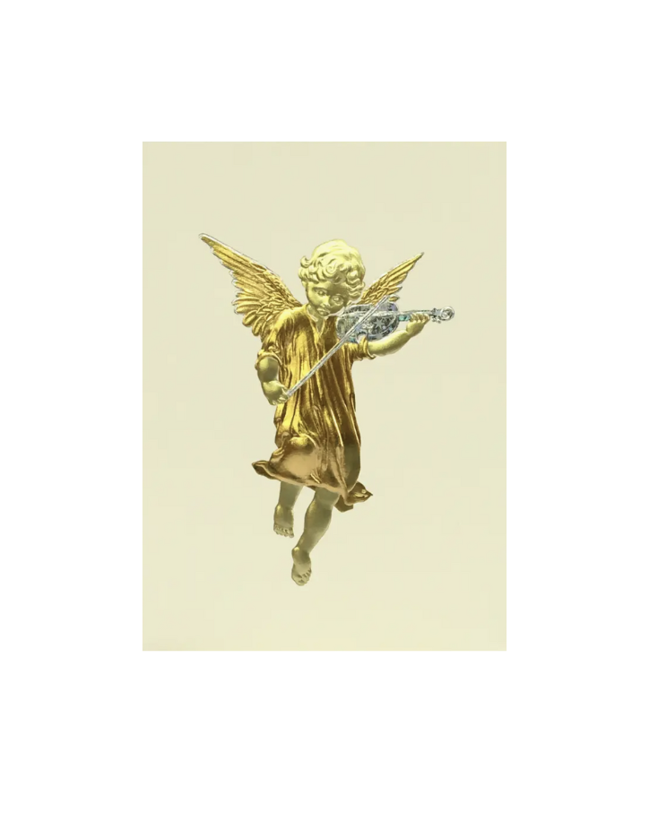 Paula Skene Card - Angel With Violin On Ecru