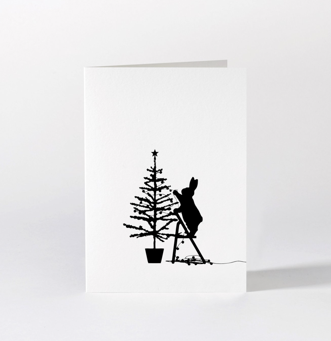 HamMade Card - Tree Trimming Rabbit Card