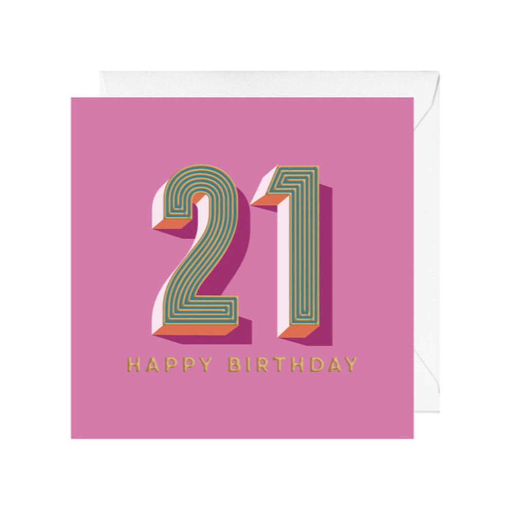 Decade Card - Happy Birthday 21 Pink