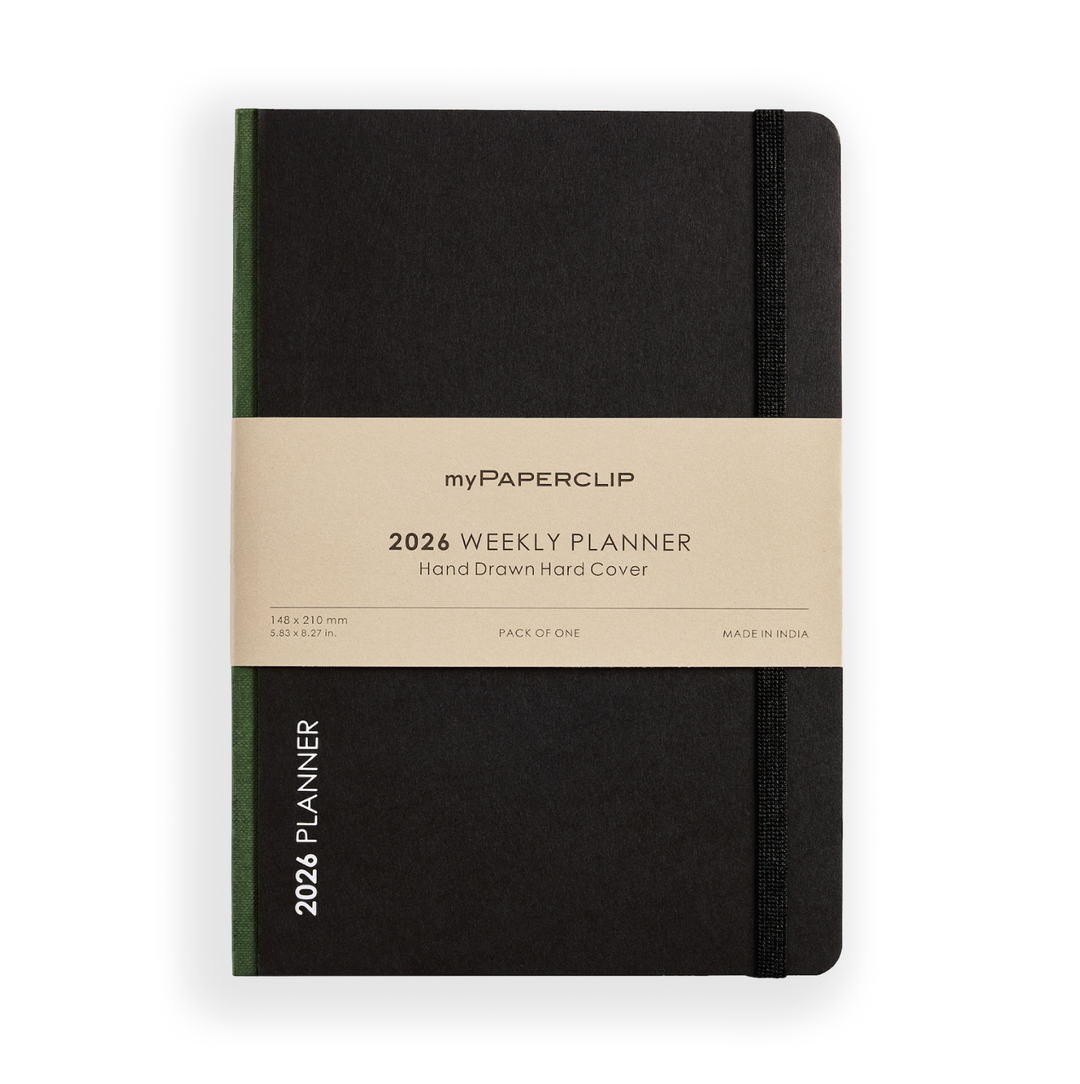 MyPaperclip 2026 Hard Cover A5 Weekly Planner - Green