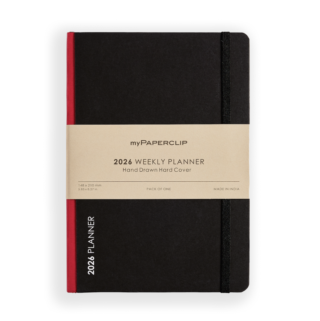 MyPaperclip 2026 Hard Cover A5 Weekly Planner - Red