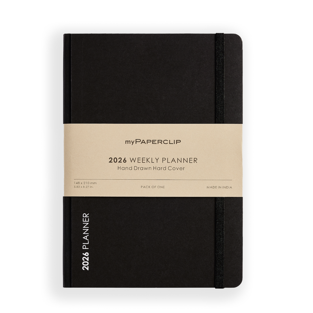 MyPaperclip 2026 Hard Cover A5 Weekly Planner - Black