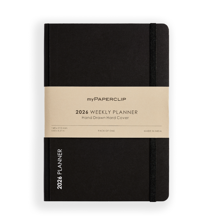 MyPaperclip 2026 Hard Cover A5 Weekly Planner - Black