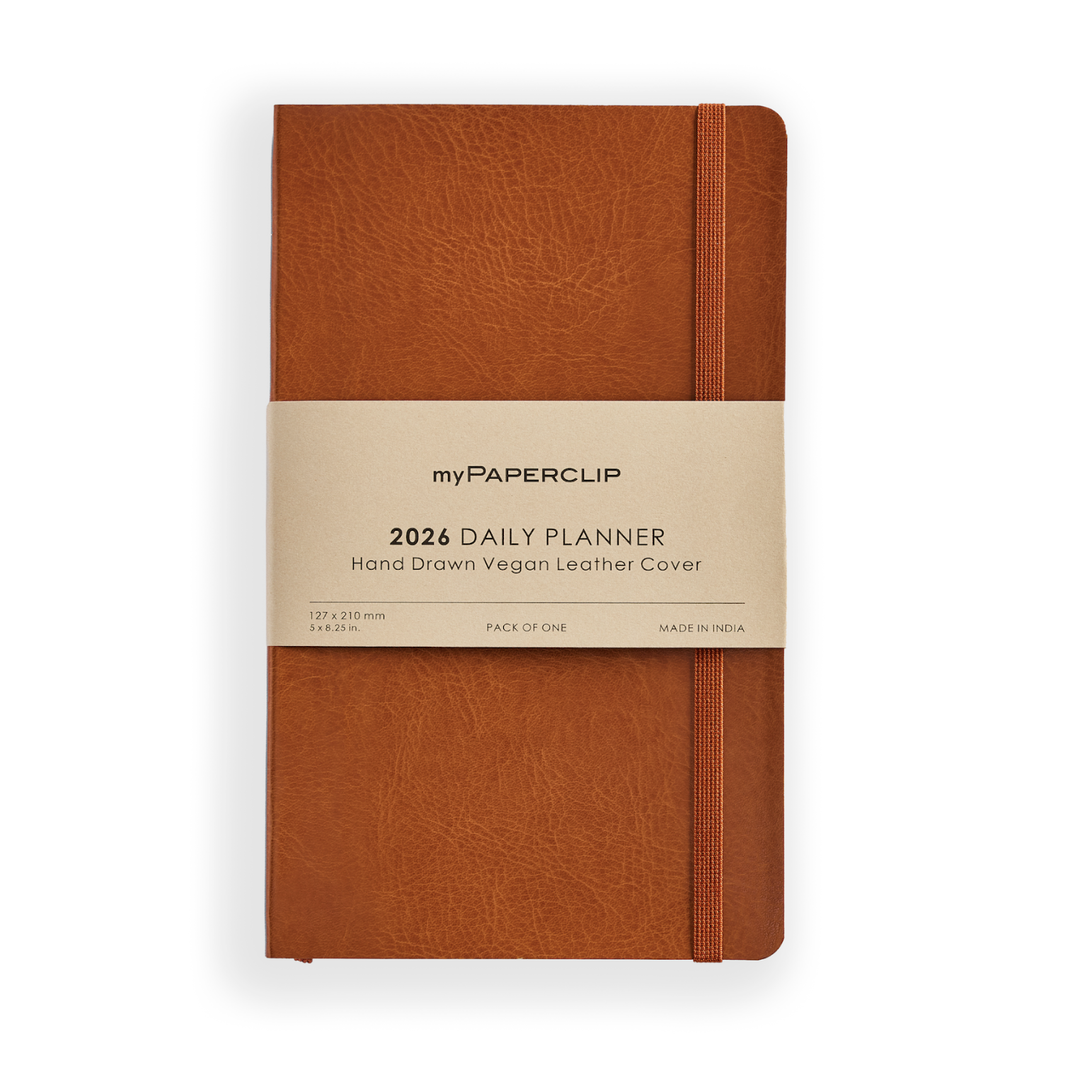 MyPaperclip 2026 Hard Cover Daily Planner - Tan