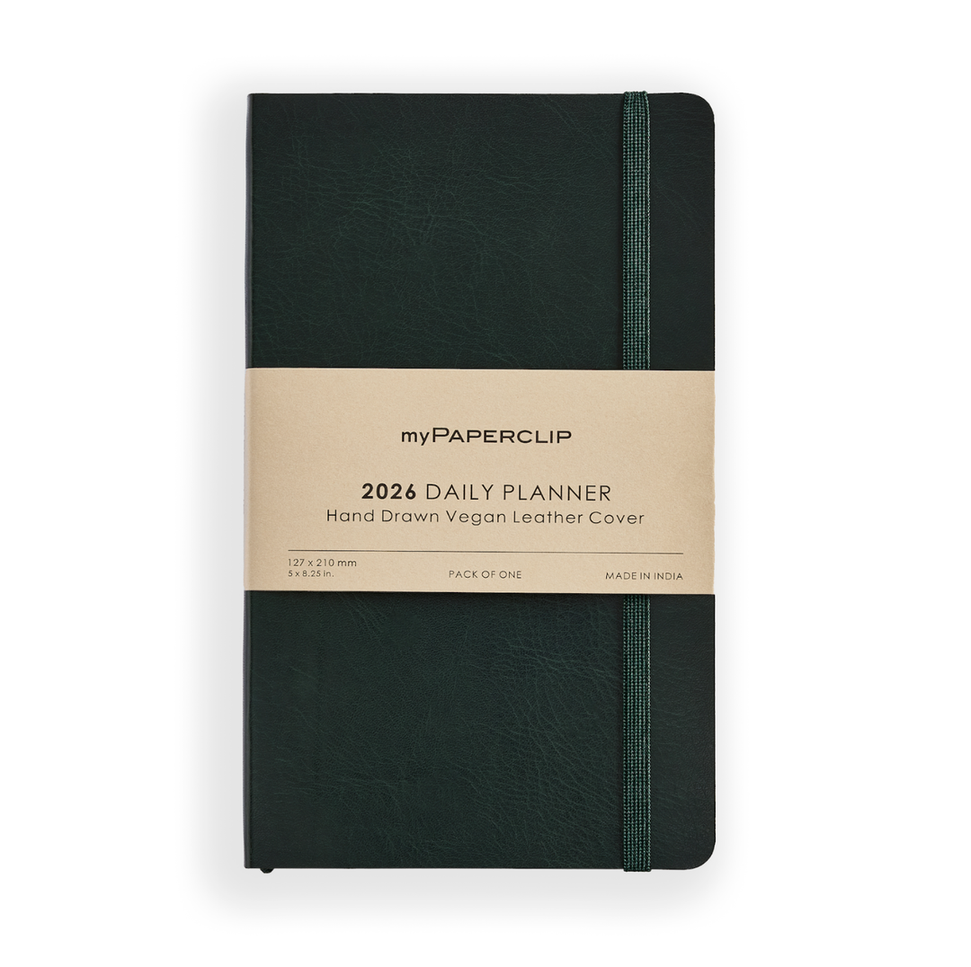 MyPaperclip 2026 Hard Cover Daily Planner - Green