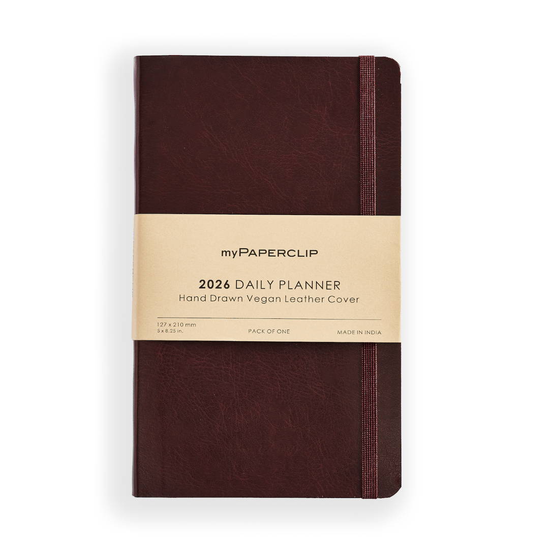 MyPaperclip 2026 Hard Cover Daily Planner - Brown