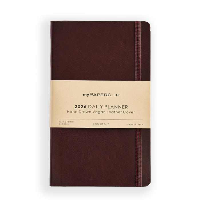 MyPaperclip 2026 Hard Cover Daily Planner - Brown