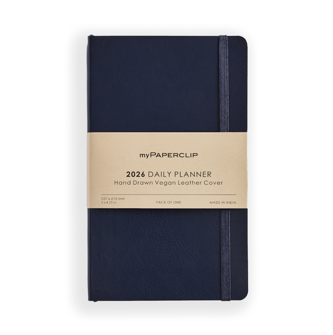 MyPaperclip 2026 Hard Cover Daily Planner - Navy Blue