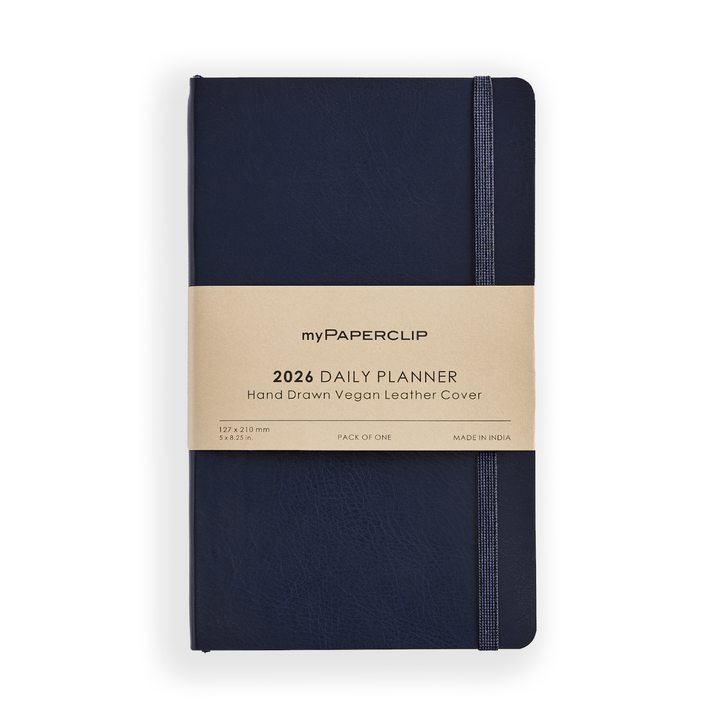 MyPaperclip 2026 Hard Cover Daily Planner - Navy Blue