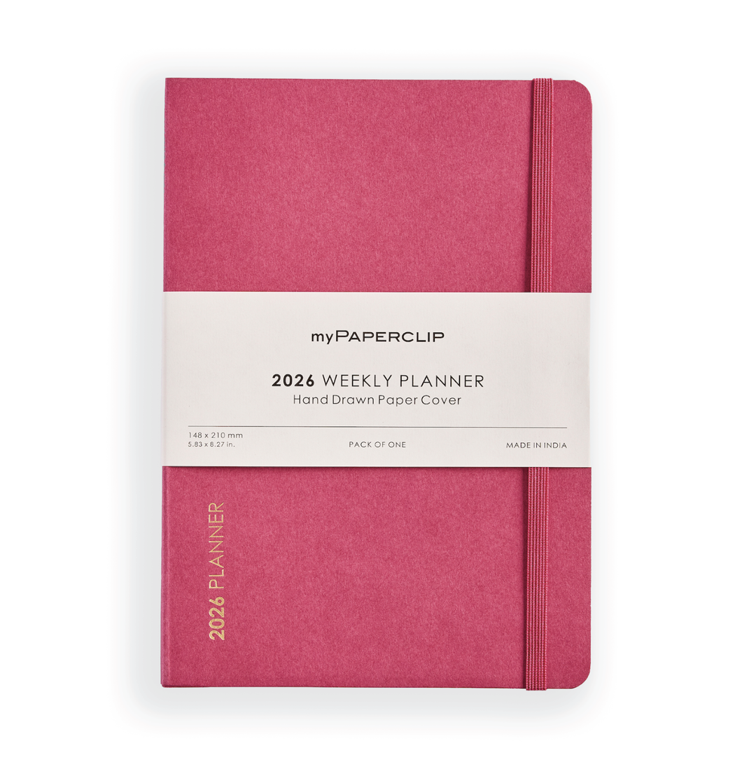 MyPaperclip 2026 Paper Cover A5 Slim Daily Planner - Raspberry