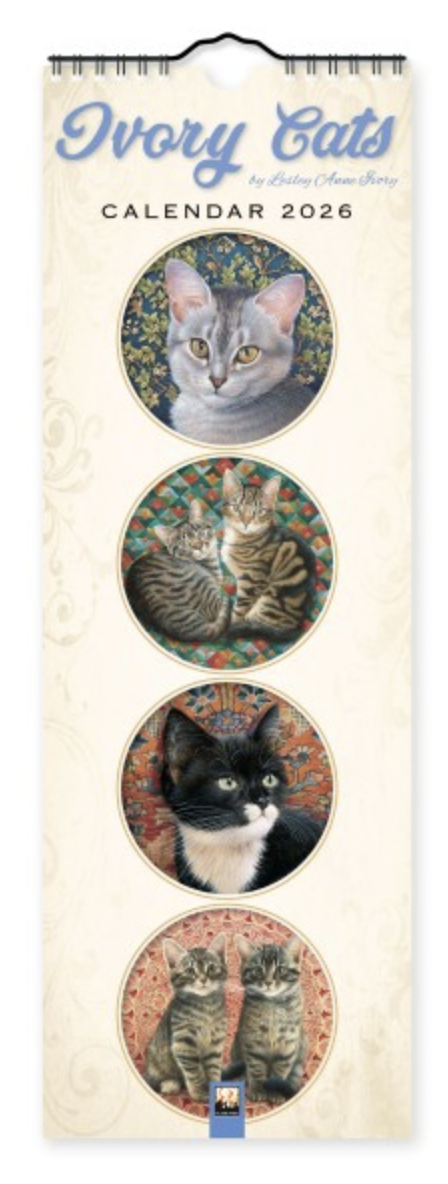 2026 Flame Tree Mini Calendar - Ivory Cats by Lesley Anne Ivory
