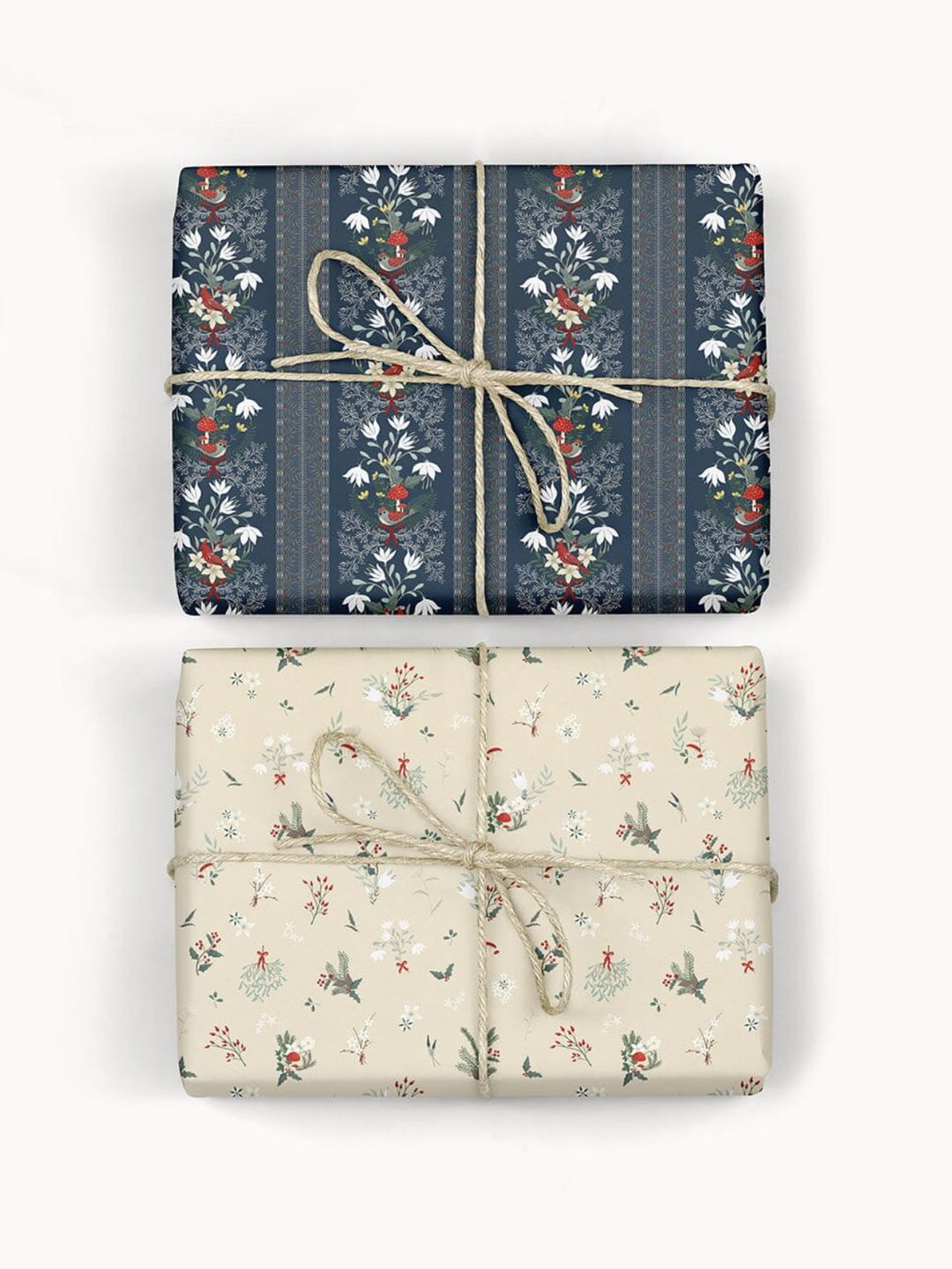 Bespoke Flat Wrap - Christmas Birds & Heirloom Holly