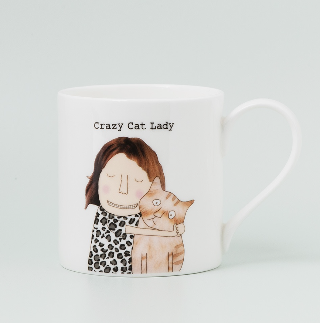 Rosie Made A Thing Bone China Mug - Crazy Cat Lady