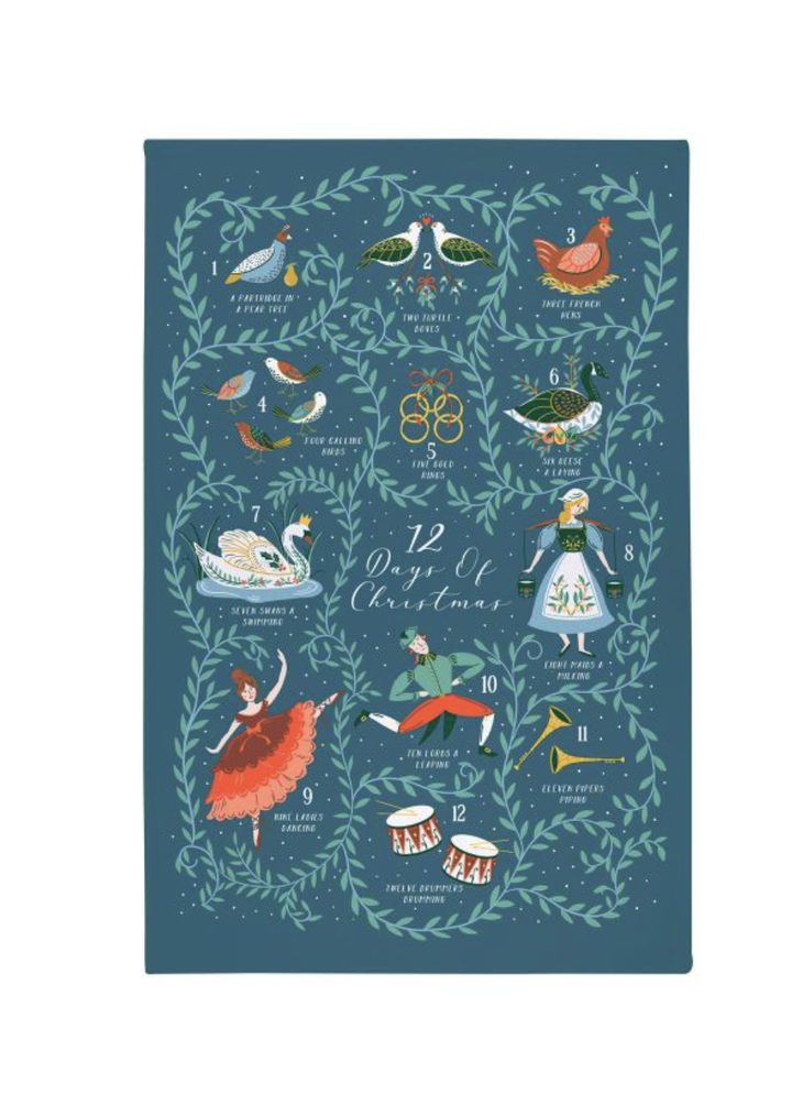 Cotton Tea Towel - 12 Days Of Christmas