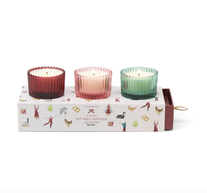Glass Boxed Gift Set - Naughty Santa Red, Pink Berry, Green Wassail