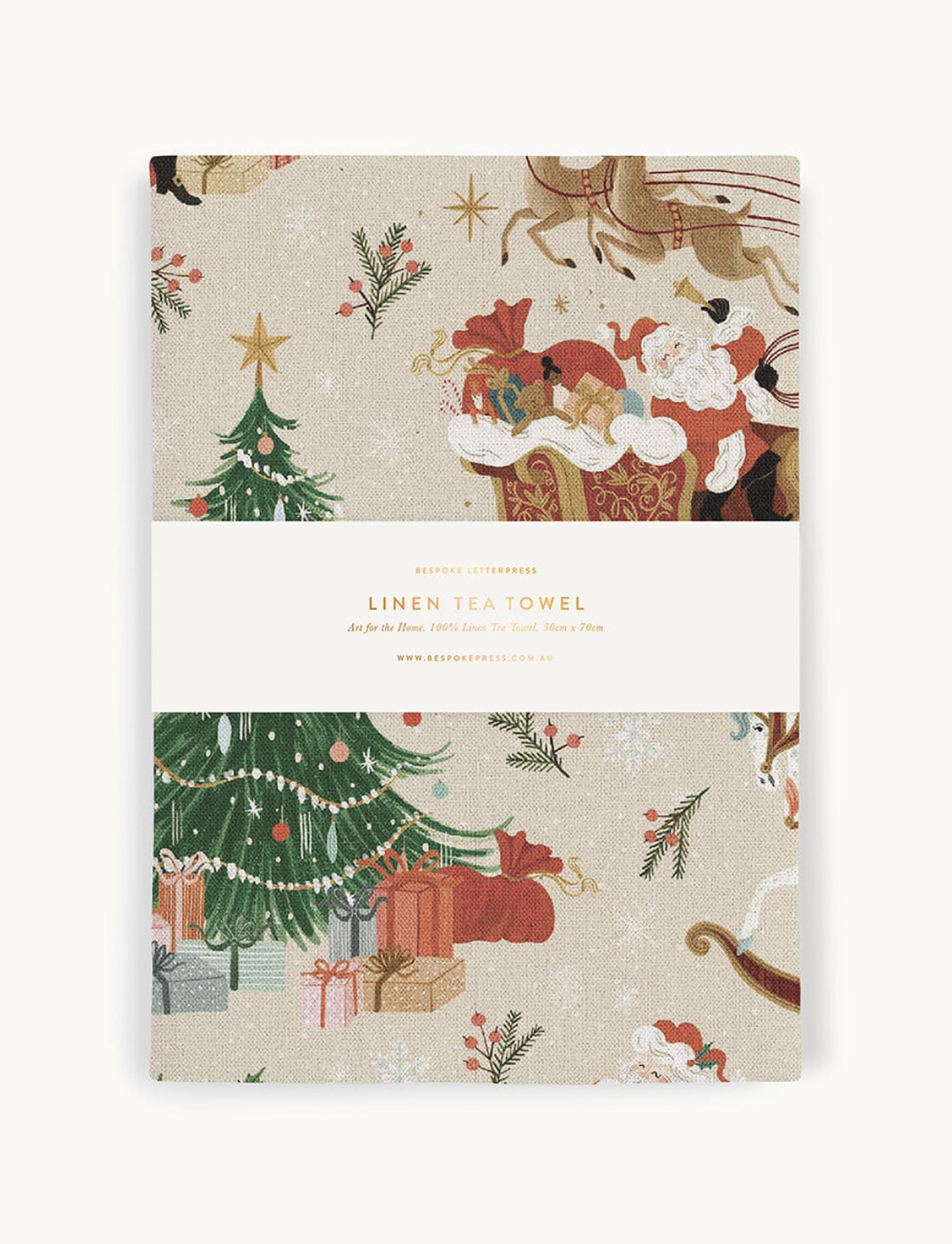 Linen Tea Towel - An Enchanted Christmas