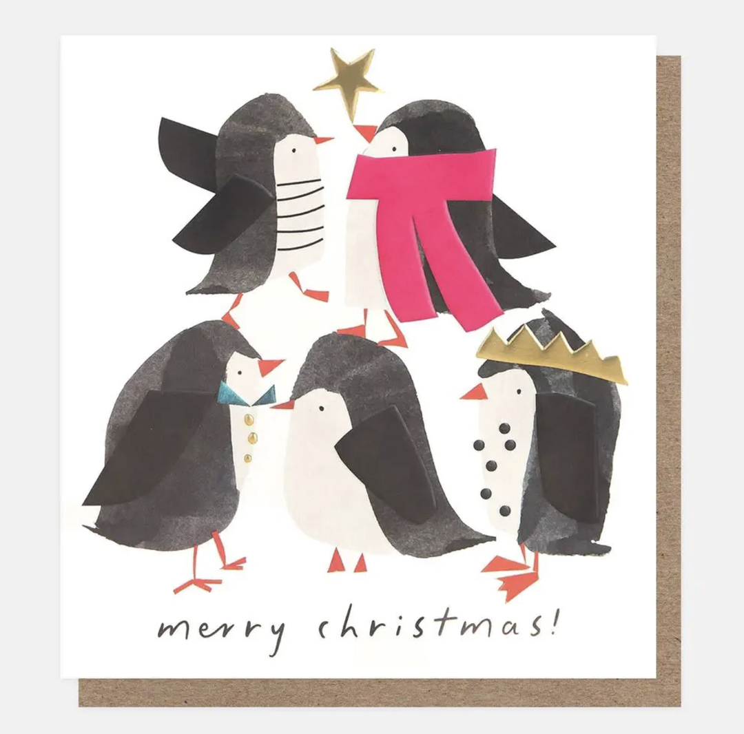 Caroline Gardner Christmas Card Pack - Merry Christmas Dressed Up Penguins