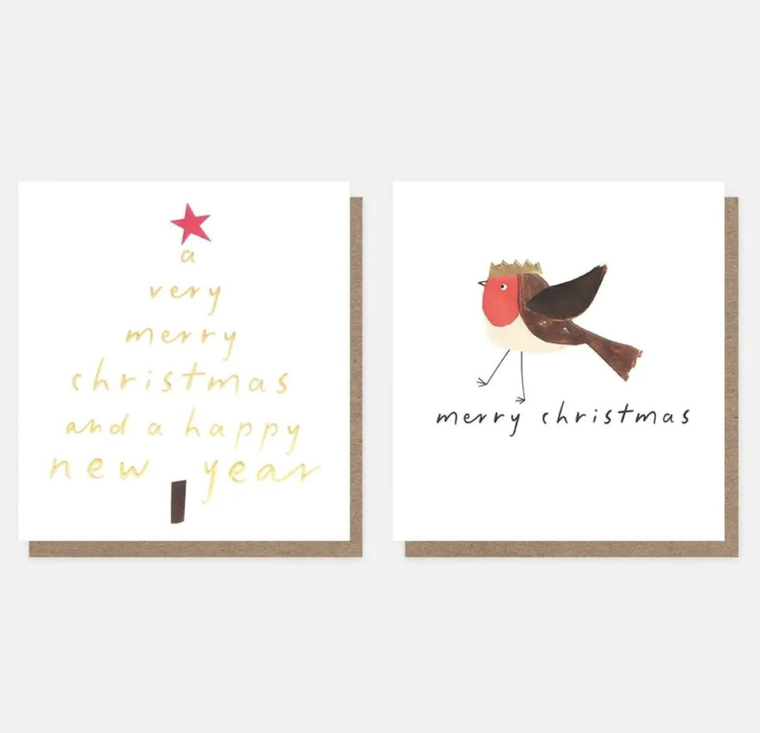 Caroline Gardner Card Pack - Gold Script Tree & Robin In Crown Mixed