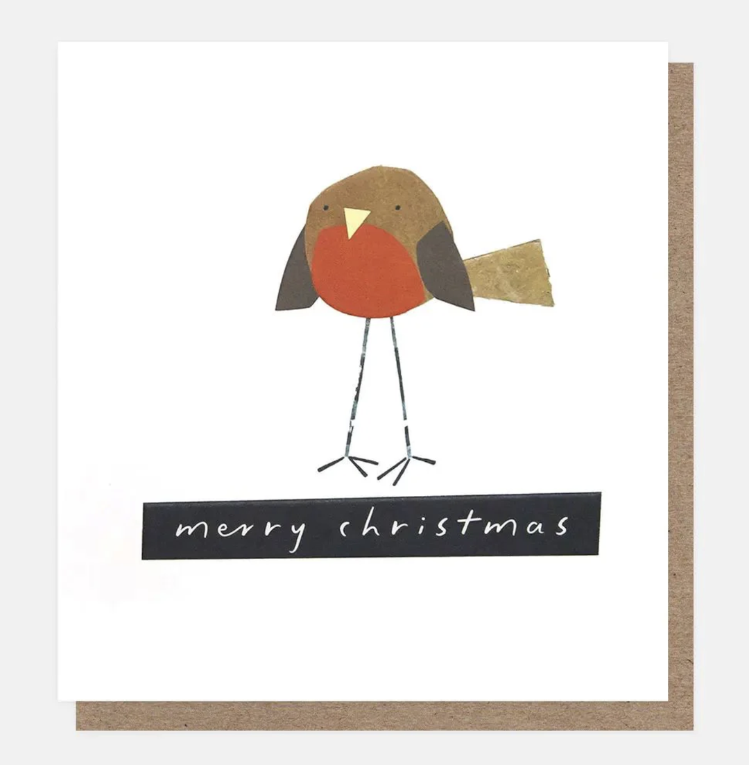 Caroline Gardner Christmas Card Pack - Merry Christmas Long Legged Robin