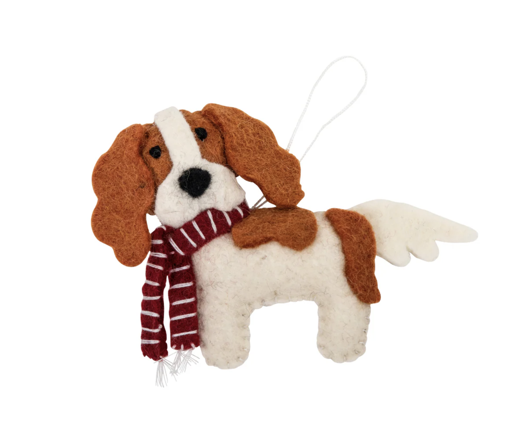 Felt Christmas Decoration - King Charles Cav-red