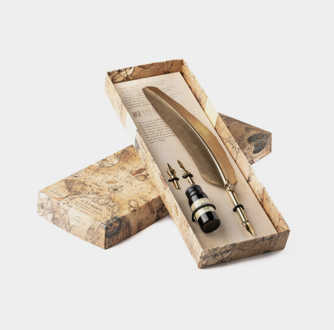 Feather Pen Writing Set - Gold