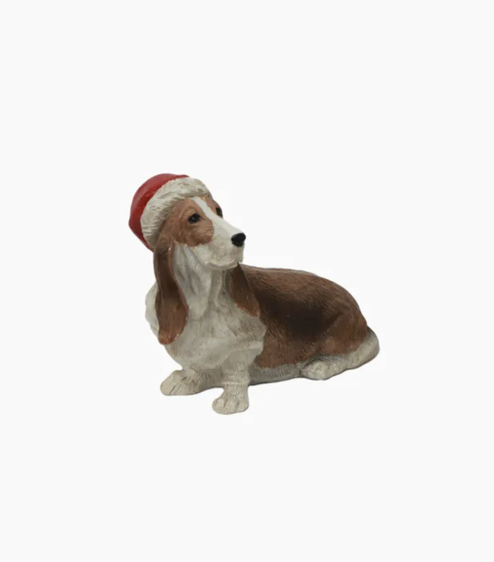 Hound with Santa Hat