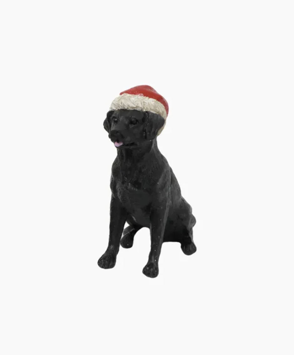 Black Dog with Santa Hat