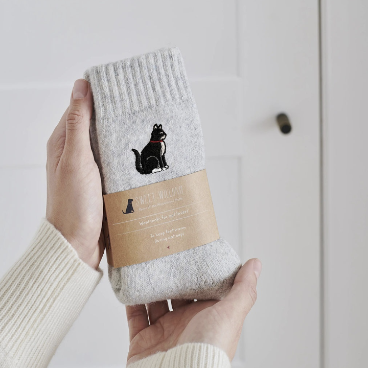 Sweet William Socks - Black & White Cat