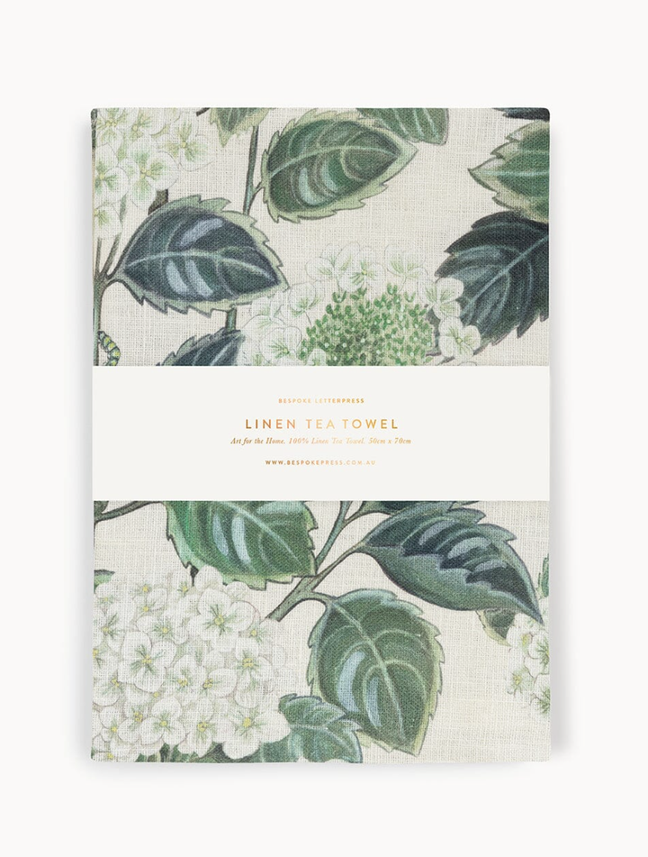 Bespoke Linen Tea Towel - Hydrangea