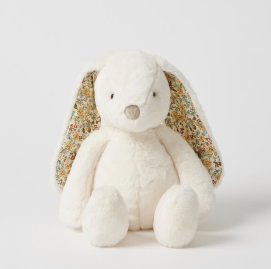 Jiggle & Giggle Plush Toy - Floral White Bunny Medium