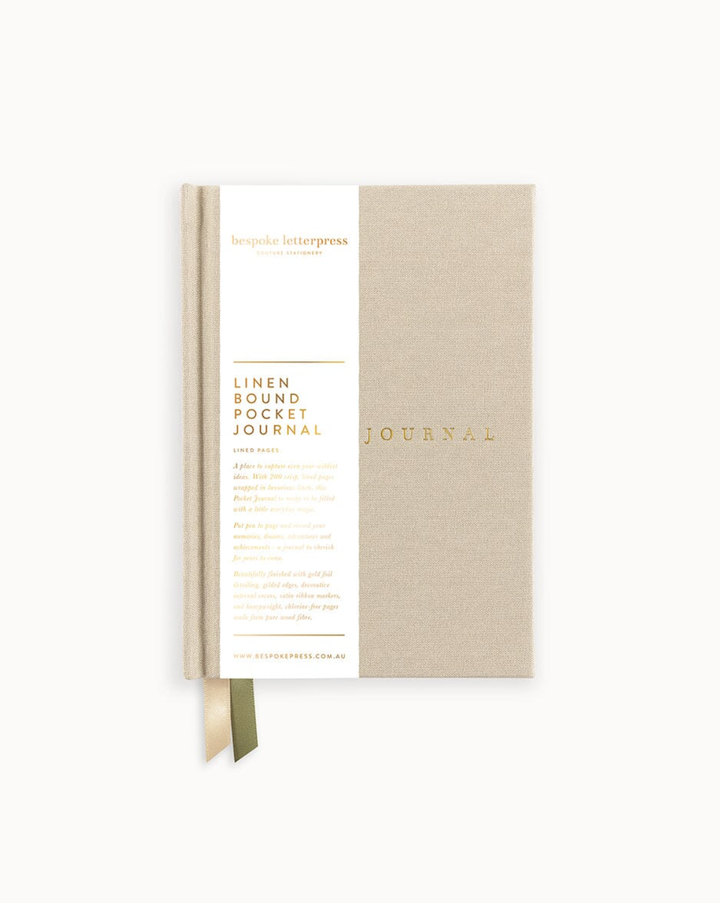 Bespoke Linen Bound Pocket Journal - Desert Sand (Lined Pages)