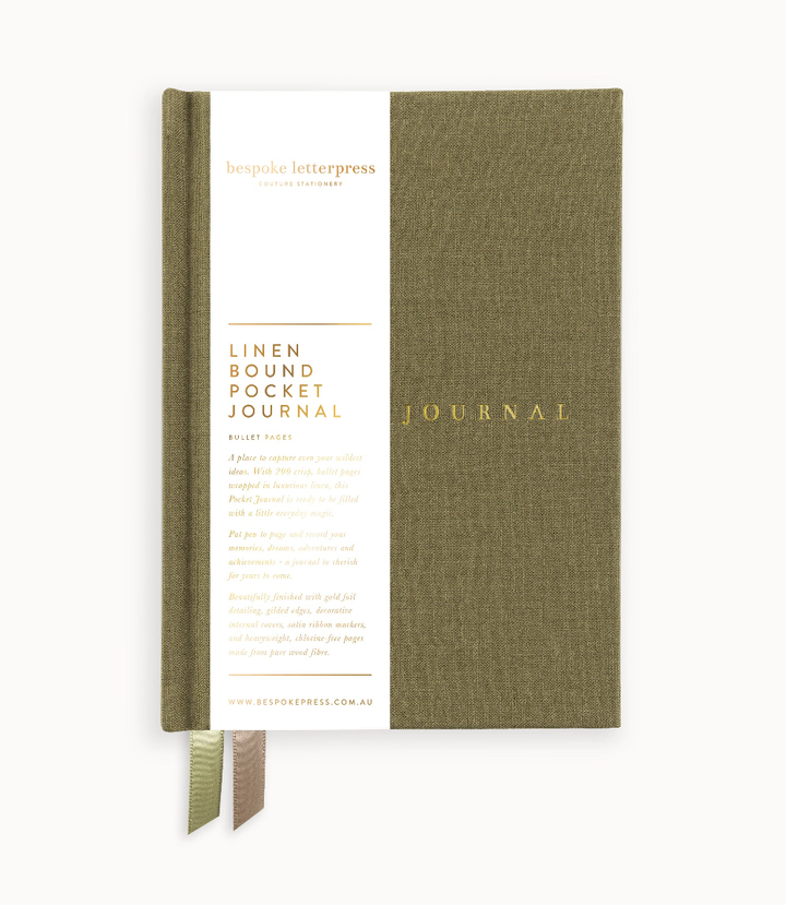 Bespoke Linen Bound Pocket Journal - Saltmarsh (Bullet Pages)