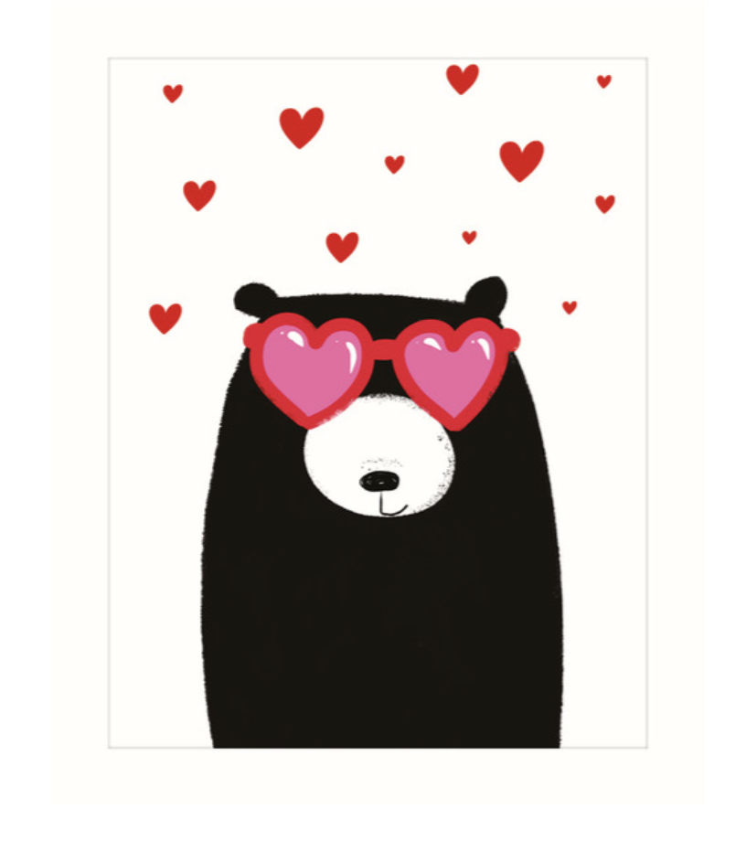 The Art File Bear Card - Heart Sunglasses