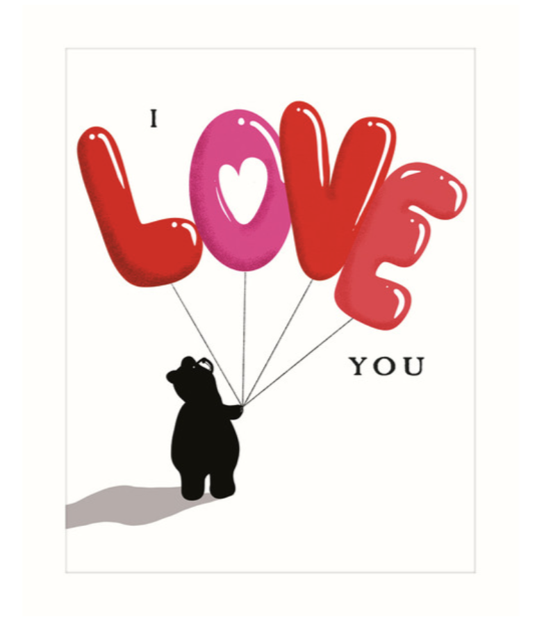 The Art File Bear Card - Love Balloons